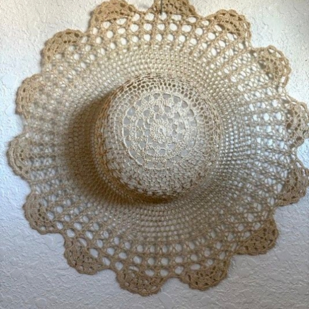 Elegant Crochet Wall Decor in Tan